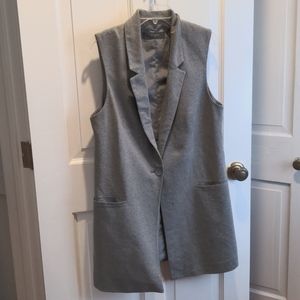 The Limited Long Grey Wool Vest, Large